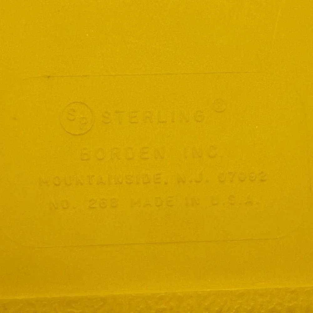 1980s Sterling Plastics Yellow School Utility Box 268 Hot‎ Dog Label 1981 USA